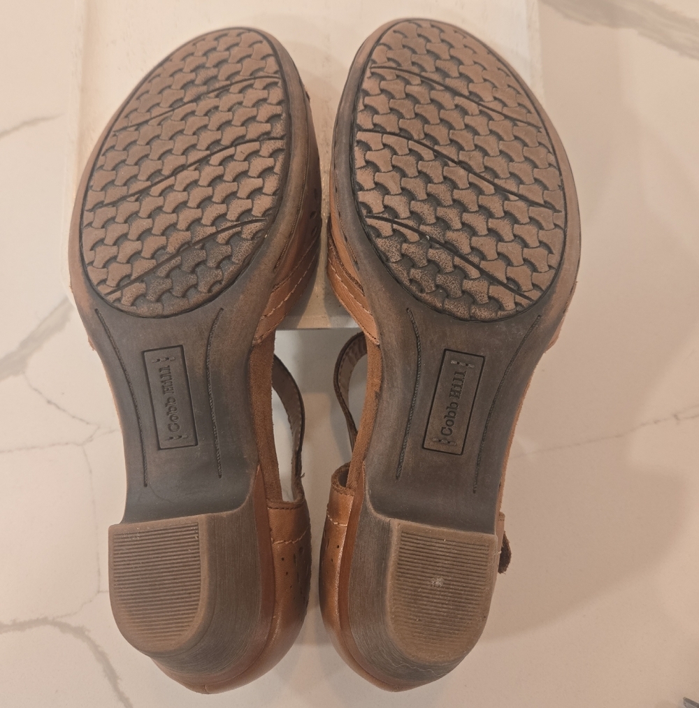 Cobb Hill Leather Eyelet Open Toe Mary Jane Kitten Heel Sandals Boho Brown 8.5 - Picture 7 of 8